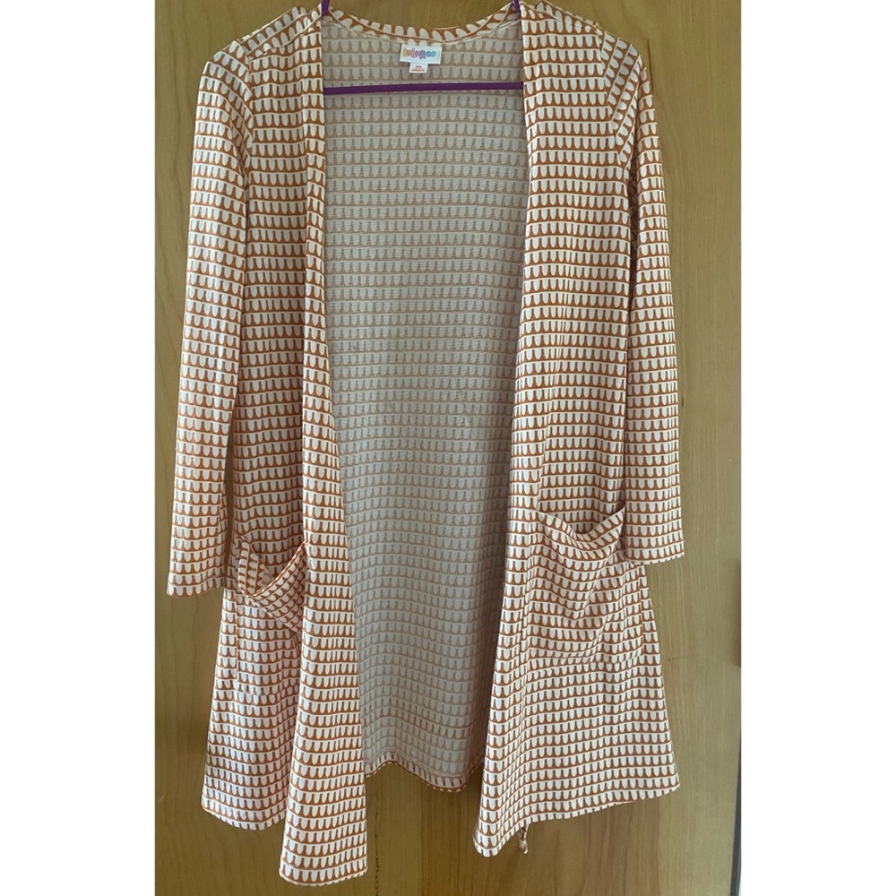 Rust/Cream LulaRoe Caroline Cardigan.  Size XS